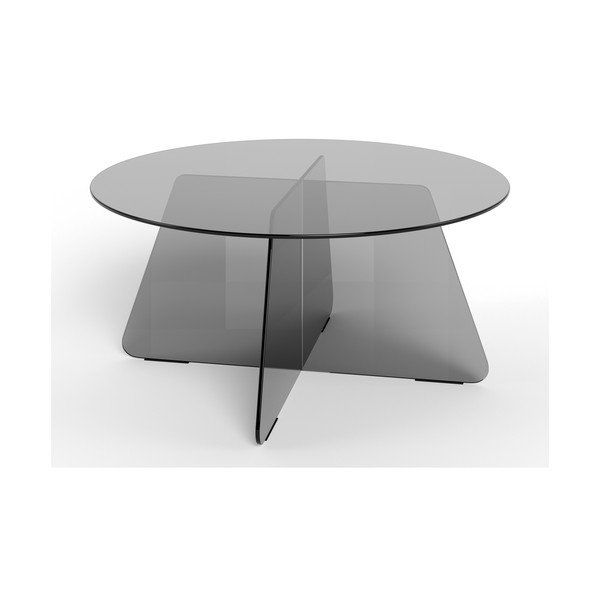 Pilkos spalvos iš stiklo apvalios formos kavos staliukas ø 80 cm Samos – Actona