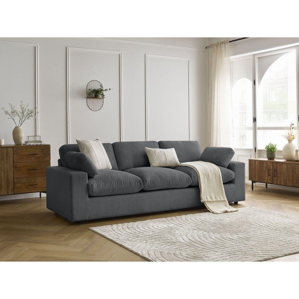 Tamsiai pilkos spalvos sofa iš kordinio velveto 250 cm Belair – Bobochic Paris-image-4