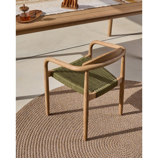 Žalios spalvos/natūralios spalvos medžio masyvo valgomojo kėdė Nina – Kave Home-image-1