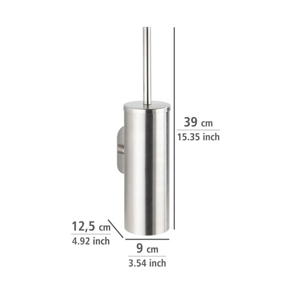 Klijuojamas iš nerūdijančio plieno tualeto šepetys matinės sidabrinės spalvos Orea – Wenko-image-2