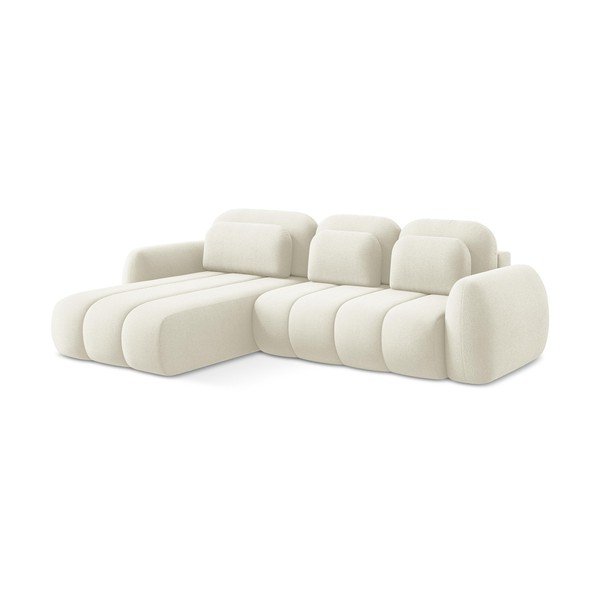 Smėlio spalvos iš boucle sulankstoma/su sandėliavimo vieta kampinė sofa (su kairiuoju kampu/su gultu) Pele – Makamii-image-3