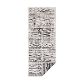 Juodos ir kreminės spalvos dvipusis lauko kilimas NORTHRUGS Biri, 80 x 350 cm