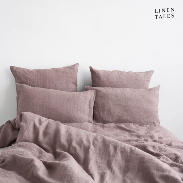 Rožinės spalvos lininė dvigulė paklodė 200x220 cm - Linen Tales-image-1