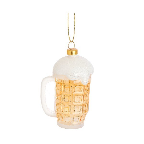 Iš stiklo rankų darbo eglutės papuošimas 9,5 cm Frothy Beer – Sass & Belle