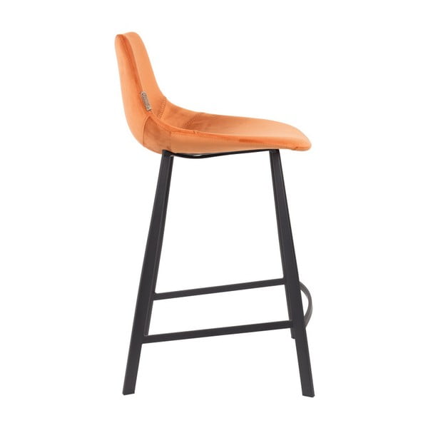 2 oranžinių baro kėdžių rinkinys su olandiško aksomo apmušalais, aukštis 91 cm-image-2