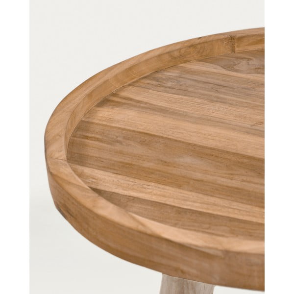 Natūralios spalvos iš tikmedžio masyvo apvalios formos kavos staliukas ø 55 cm Glenda – Kave Home-image-2