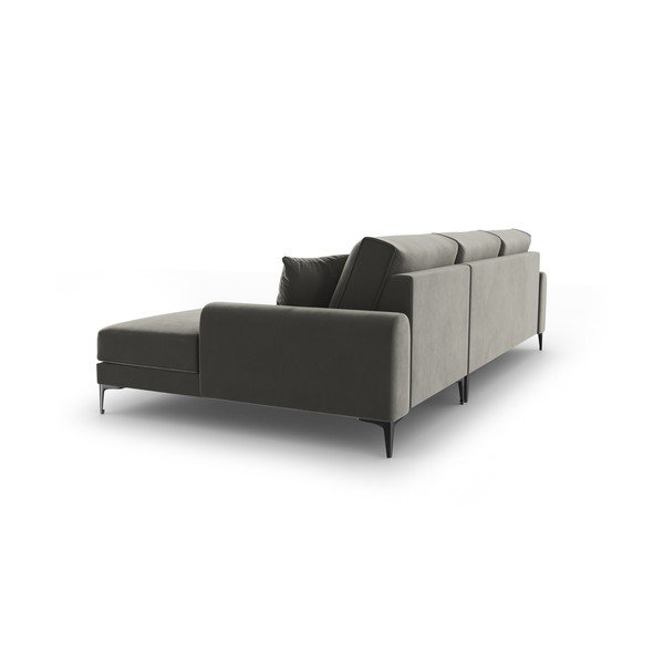 Šviesiai pilka aksominė kampinė sofa Mazzini Sofas Madara, kampas dešinėje-image-3