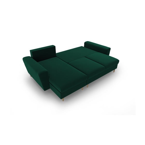 Žalios spalvos iš velveto sulankstoma/su sandėliavimo vieta kampinė sofa Kyoto – Cosmopolitan Design-image-2
