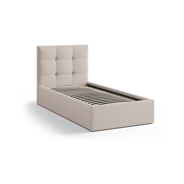 Šviesiai rudos spalvos viengulė lova audiniu dengta su sandėliavimo vieta su lovos grotelėmis 90x200 cm Phaedra – Micadoni -image-2