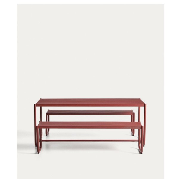 Bordo spalvos iš metalo sodo valgomojo komplektas 4 žmonėms Sotil – Kave Home-image-4