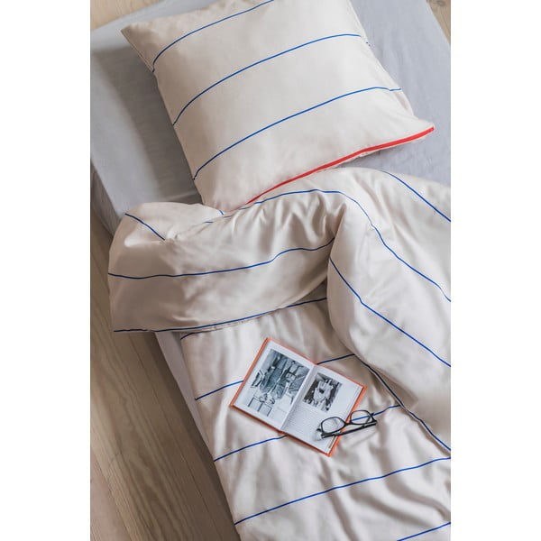 Iš satino medvilnės viengulė patalynė mėlynos spalvos/smėlio spalvos 140x200 cm Align – Mette Ditmer Denmark-image-2