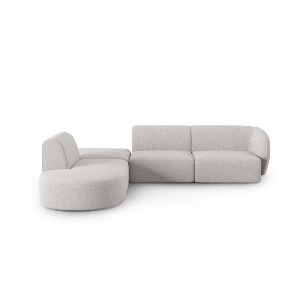 Šviesiai pilkos spalvos iš šenilinio audinio kampinė sofa (su kairiuoju kampu/„L“ formos) Paolo – Milo Casa
