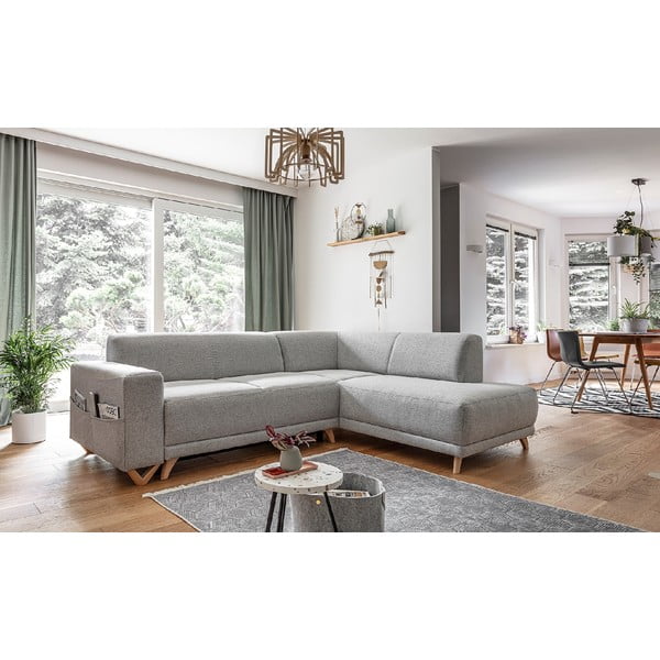 Šviesiai pilkos spalvos sulankstoma/su sandėliavimo vieta kampinė sofa (su dešiniuoju kampu/„L“ formos) Classy Sophie – Miuform-image-3