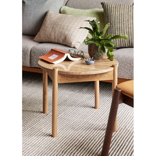 Apvalios formos kavos staliukas natūralios spalvos su akmens stalviršiu ø 60 cm Trava – Hübsch-image-1