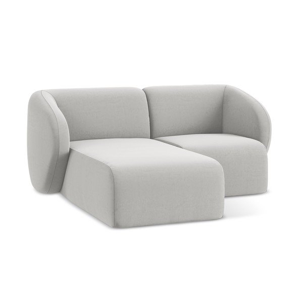 Šviesiai pilkos spalvos kampinė sofa iš velveto (su kairiuoju kampu/su gultu) Lani – Makamii-image-4