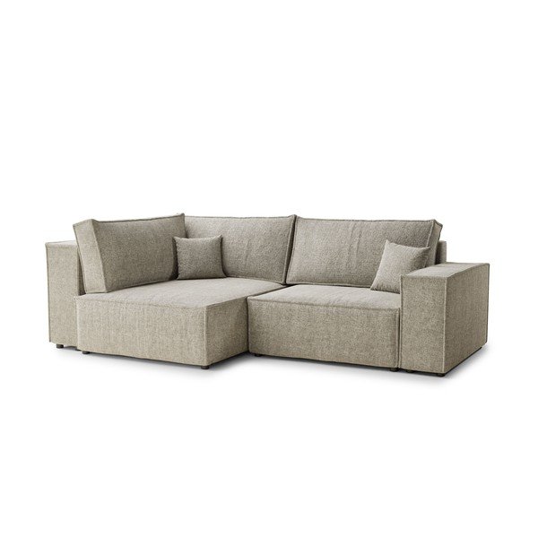 Smėlio spalvos sulankstoma/su sandėliavimo vieta kampinė sofa iš šenilinio audinio (su kairiuoju kampu/„L“ formos) Tonga – Maison de Rêve