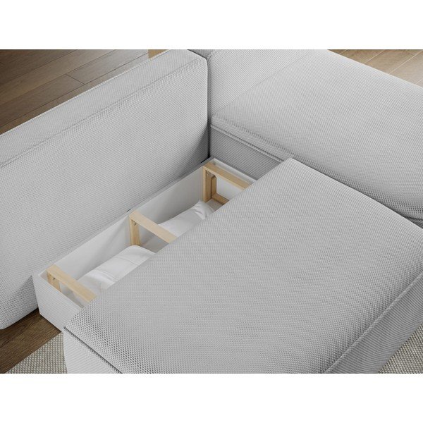 Pilkos spalvos sulankstoma/su sandėliavimo vieta kampinė sofa iš šenilinio audinio (su dešiniuoju kampu/su gultu) Livosa – ELTAP-image-4