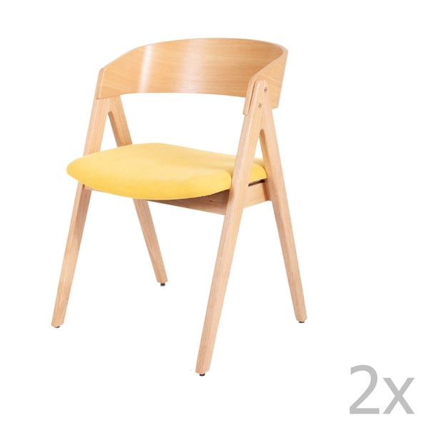 2 gummedžio valgomojo kėdžių su geltona sėdyne rinkinys "sømcasa Rina