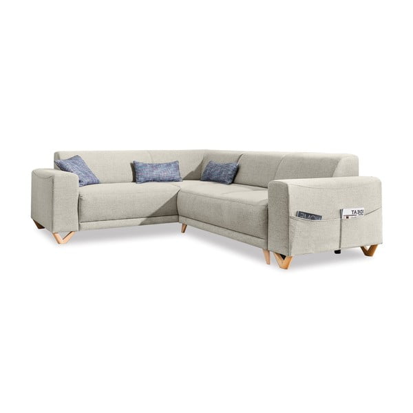 Smėlio spalvos sulankstoma/su sandėliavimo vieta kampinė sofa (su kairiuoju kampu/„L“ formos) Classy Sophie – Miuform
