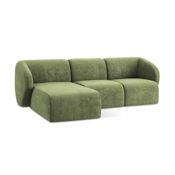Žalios spalvos kampinė sofa iš šenilinio audinio (su kairiuoju kampu/su gultu) Lani – Makamii-image-4