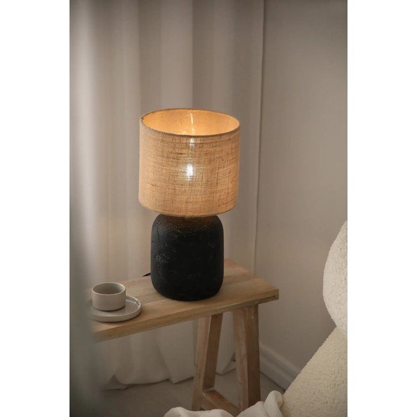 Stalinis šviestuvas juodos spalvos/natūralios spalvos (aukštis 45 cm) iš džiuto Montagna – Markslöjd-image-1