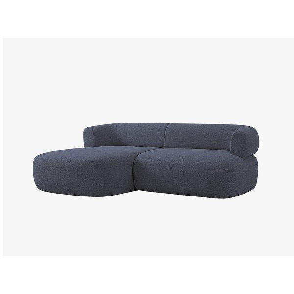 Tamsiai mėlynos spalvos kampinė sofa iš boucle (su kairiuoju kampu/su gultu) Jenny – Micadoni -image-3