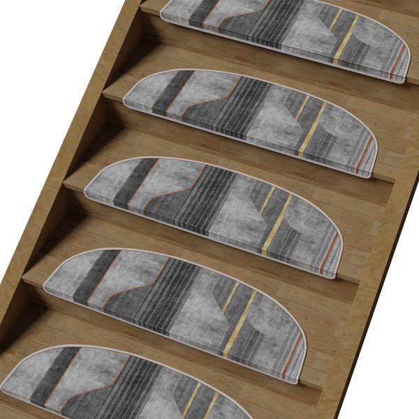 Laiptų kilimėlių rinkiniai pilkos spalvos 16 vnt. 20x65 cm Horizon – Vitaus-image-1