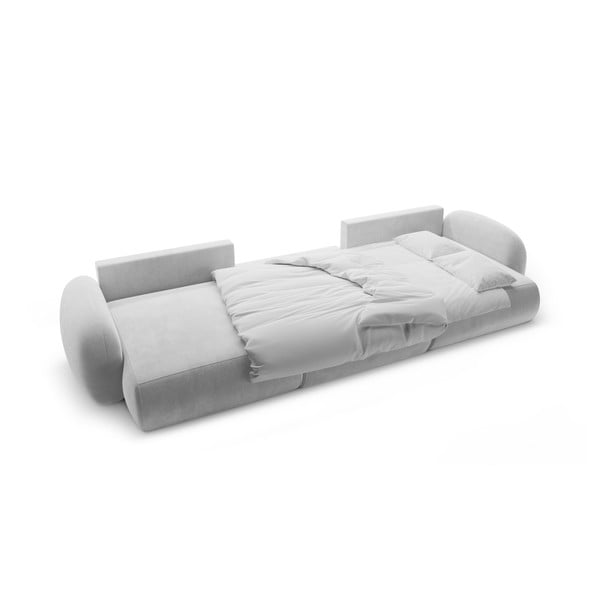 Šviesiai pilkos spalvos iš velveto sulankstoma/su sandėliavimo vieta kampinė sofa („U“ formos) Tonale – Cosmopolitan Design-image-3