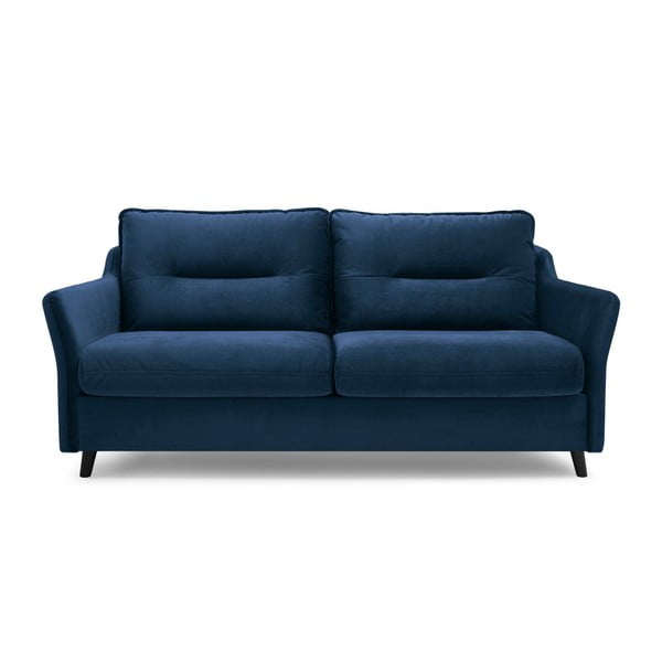 Tamsiai mėlyna aksominė sofa lova Bobochic Paris Loft