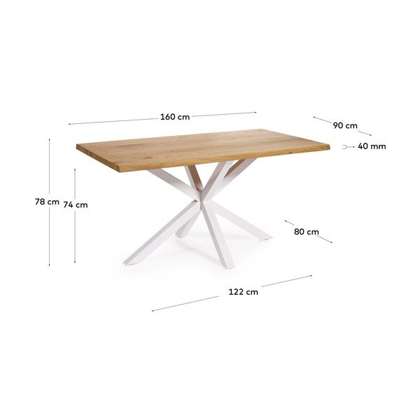 Valgomojo stalas su ąžuolo dekoro stalviršiu 90x160 cm Argo – Kave Home-image-4