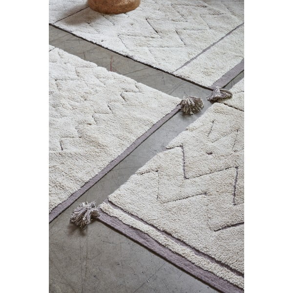 Skalbiamas/rankų darbo iš medvilnės kilimas kreminės spalvos 90x130 cm Azteca – Lorena Canals-image-3