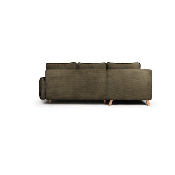Iš kordinio velveto sulankstoma kampinė sofa žalios spalvos (su kairiuoju kampu) Tori – Bonami Selection-image-4