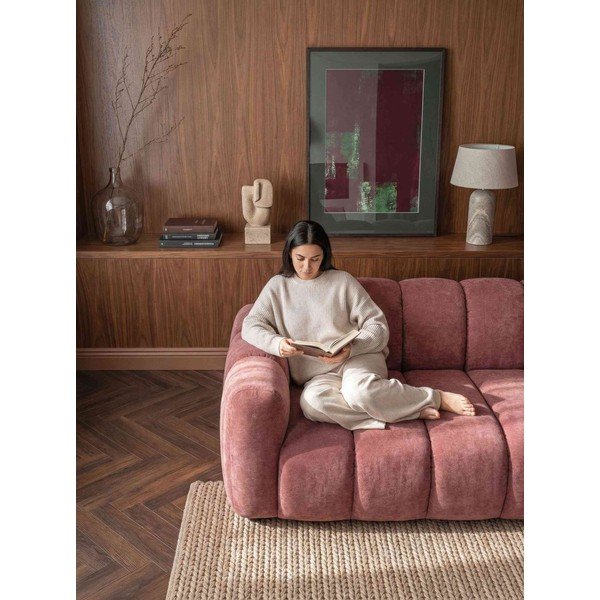 Raudonos spalvos sulankstoma kampinė sofa iš šenilinio audinio (su kairiuoju kampu) Michell – Miuform-image-3