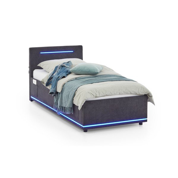 Tamsiai pilkos spalvos iš audinio vaikiška lova be grotelių 90x200 cm Circle – Meise Möbel-image-4