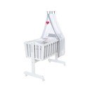 Baltos spalvos lopšys ant ratukų/su baldakimu 40x90 cm Adam & Eule – Roba