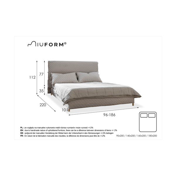 Juoda minkšta dvigulė lova su grotelėmis 140x200 cm Sleepy Luna - Miuform-image-4