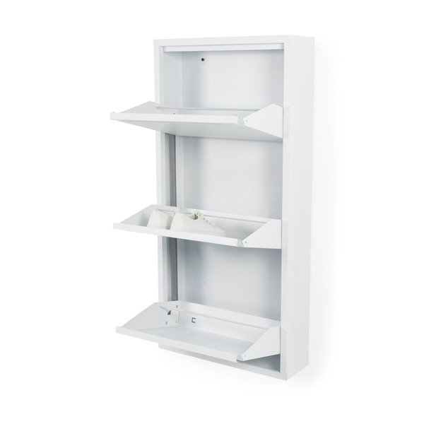 Baltos spalvos iš metalo atlenkiama spintelė batams 50x103x15 cm Billy – Spinder Design-image-2