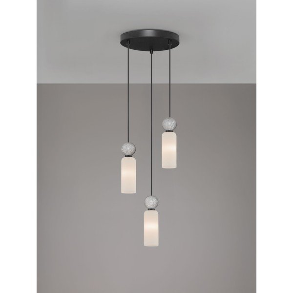 Matinės juodos spalvos iš akmens kabantis šviestuvas ø 25 cm su stiklo gaubtu Filomena – Nova Luce-image-4