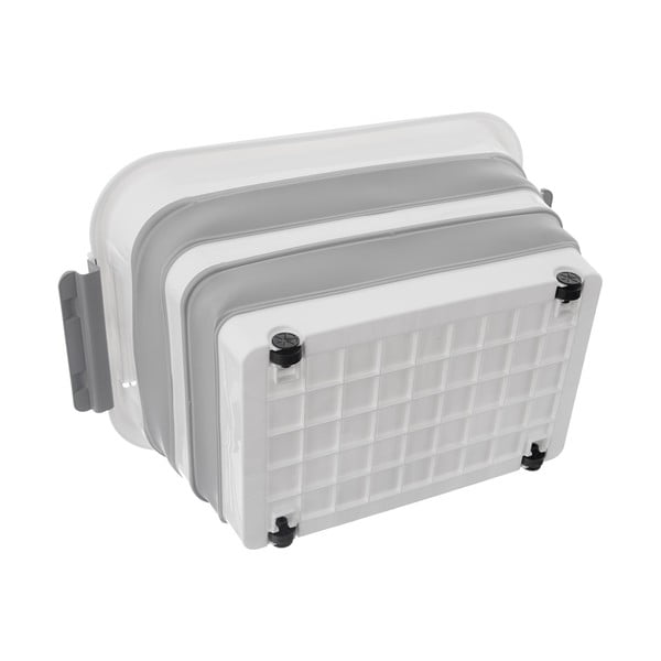 Iš plastiko daiktadėžė baltos spalvos/pilkos spalvos su dangčiu 54x39x28 cm Kemp – Orion-image-2