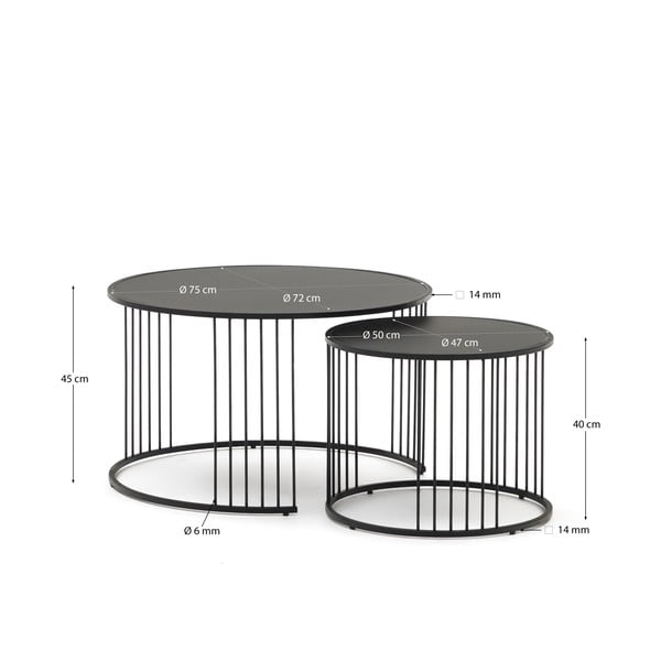 Apvalios formos šoninis stalas su stikliniu stalviršiu ø 75 cm Hadar – Kave Home-image-4