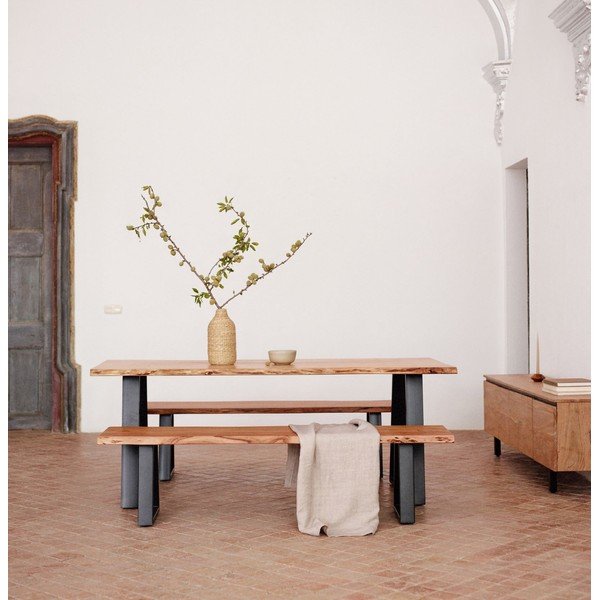 Valgomojo stalas natūralios spalvos su akacijos stalviršiu 90x180 cm Alaia – Kave Home-image-1