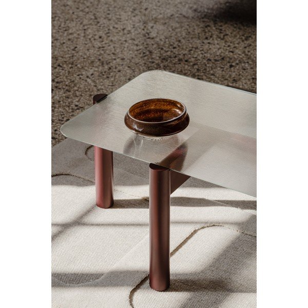 Bordo spalvos kavos staliukas su stikliniu stalviršiu 55x105 cm Kob – noo.ma-image-3