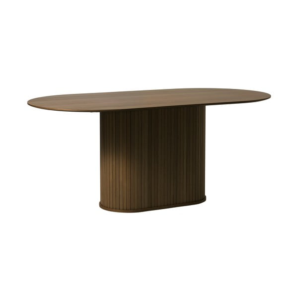Valgomojo stalas rudos spalvos su ąžuolo dekoro stalviršiu 95x180 cm Nola – Unique Furniture-image-1