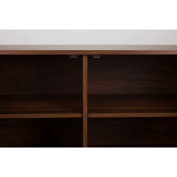 Rudos spalvos šoninė spintelė iš riešutmedžio 110x74x40 cm Stripes – White Label-image-3