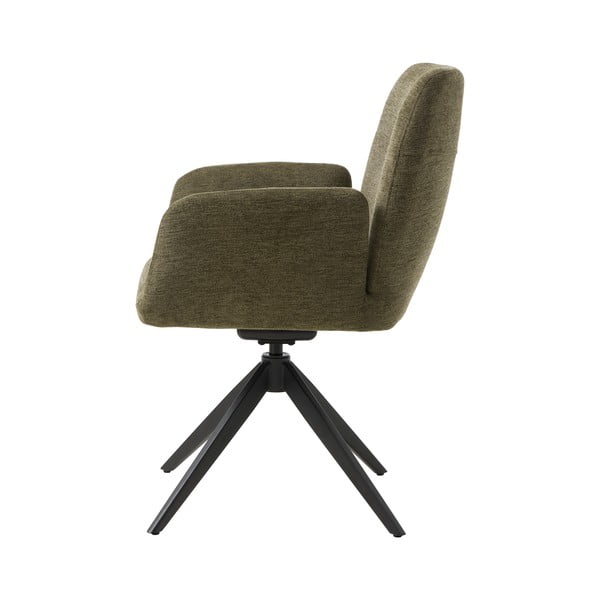 Žalios spalvos iš audinio valgomojo kėdė su porankiais Roxana – Unique Furniture-image-2