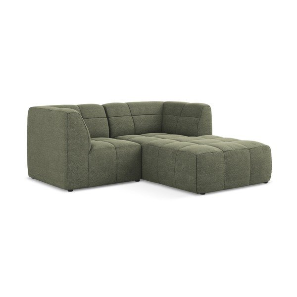 Žalios spalvos kampinė sofa iš boucle (su dešiniuoju kampu/su gultu) Aloha – Makamii-image-2