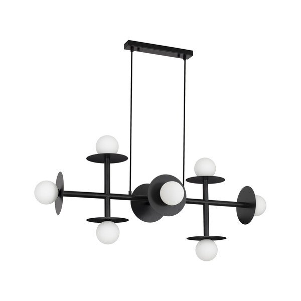 Baltos spalvos/juodos spalvos iš metalo kabantis šviestuvas su stiklo gaubtu Pielo – Nova Luce