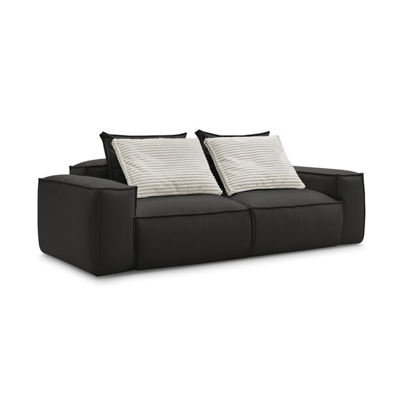 Iš dirbtinės odos sofa juodos spalvos 260 cm Boheme – Bobochic Paris-image-4