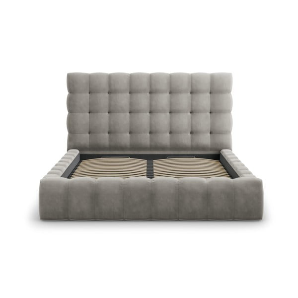 Dvigulė lova šviesiai pilkos spalvos audiniu dengta su sandėliavimo vieta su lovos grotelėmis 200x200 cm Bali – Cosmopolitan Design-image-2