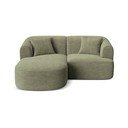 Žalios spalvos kampinė sofa iš kordinio velveto (su kairiuoju kampu/su gultu) Campi – Cosmopolitan Design